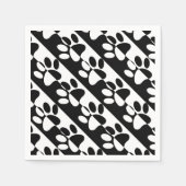白黒の犬の手足とストライプ スタンダードカクテルナプキン (正面)