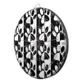 白黒の犬の手足とストライプ ダーツボード (正面右)