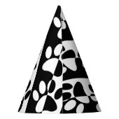 白黒の犬の手足とストライプ パーティーハット (裏面)