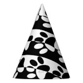 白黒の犬の手足とストライプ パーティーハット (左)