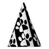 白黒の犬の手足とストライプ パーティーハット (右)