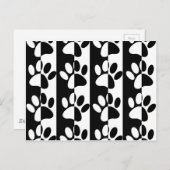 白黒の犬の手足とストライプ ポストカード (正面/裏面)