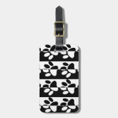 白黒の犬の手足とストライプ ラゲッジタグ (正面縦)