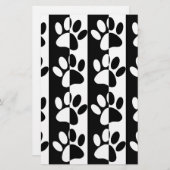 白黒の犬の手足とストライプ 便箋 (正面/裏面)