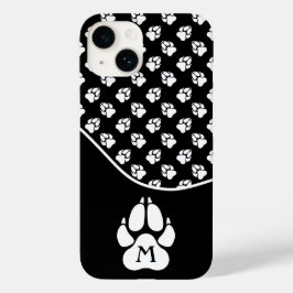 白黒の犬の爪にモノグラムをカスタム付ける Case-Mate iPhone 14ケース
