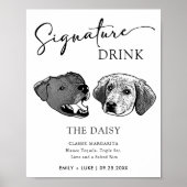 白黒の犬の結婚特徴的な飲み書き ポスター (正面)