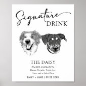 白黒の犬の結婚特徴的な飲み書き ポスター (正面)