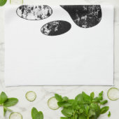 白黒の犬グランジの前刷り キッチンタオル (折り畳み)