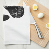 白黒の犬グランジの前刷り キッチンタオル (四つ折り)