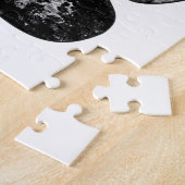 白黒の犬グランジの前刷り ジグソーパズル (側面)