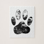 白黒の犬グランジの前刷り ジグソーパズル (縦)