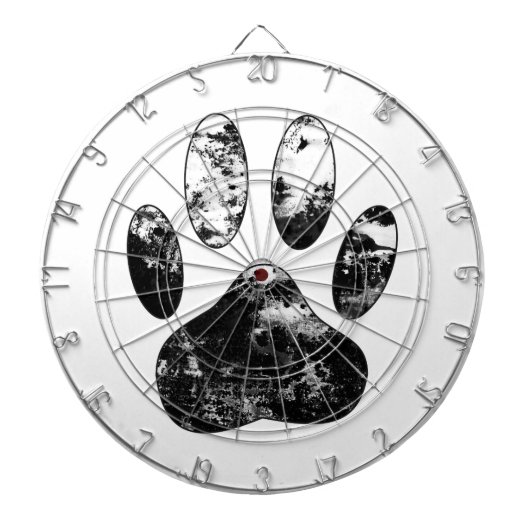 白黒の犬グランジの前刷り ダーツボード (正面)