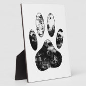 白黒の犬グランジの前刷り フォトプラーク (側面)