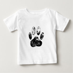 白黒の犬グランジの前刷り ベビーTシャツ