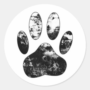 白黒の犬グランジの前刷り ラウンドシール