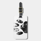 白黒の犬グランジの前刷り ラゲッジタグ (正面縦)