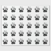 白黒の犬グランジの前刷り ラッピングペーパー (フラット)