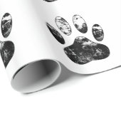 白黒の犬グランジの前刷り ラッピングペーパー (ロールコーナー)