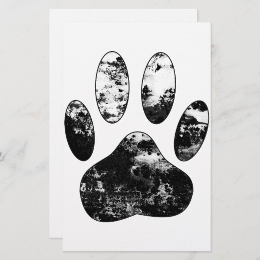 白黒の犬グランジの前刷り 便箋 (正面/裏面)