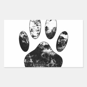 白黒の犬グランジの前刷り 長方形シール
