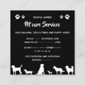 白黒の犬舎ペットケアサービス スクエア名刺 (裏面)