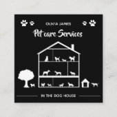 白黒の犬舎ペットケアサービス スクエア名刺 (正面)