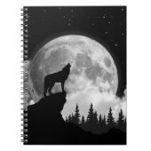 白黒の狼が月で吠える ノートブック (正面)