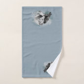 白黒の狼とカラスの色の変更をスケッチ バスタオルセット (ハンドタオル)