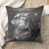 白黒の狼 クッション (ブランケット)