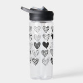白黒の猫とハート ウォーターボトル (右面)