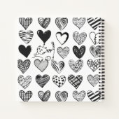 白黒の猫とハート ノートブック (裏面)