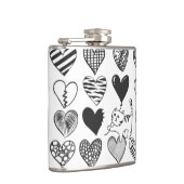 白黒の猫とハート フラスク (右)
