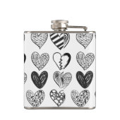 白黒の猫とハート フラスク (裏面)