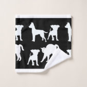 白黒の猫と犬 バスタオルセット (ウォッシュタオル)