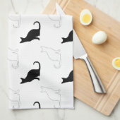 白黒の猫のシルエット キッチンタオル (四つ折り)