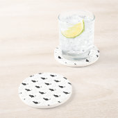 白黒の猫のシルエット コースター (側面)