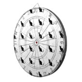 白黒の猫のシルエット ダーツボード (正面右)