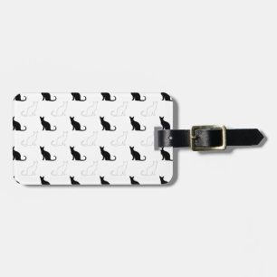 白黒の猫のシルエット ラゲッジタグ