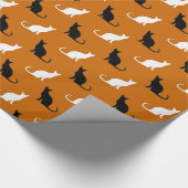 白黒の猫のシルエット ラッピングペーパー (角)