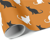 白黒の猫のシルエット ラッピングペーパー (ロールコーナー)