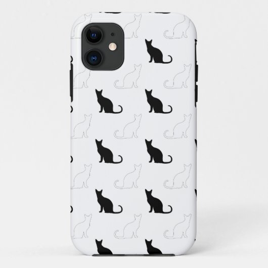 白黒の猫のシルエット Case-Mate iPhoneケース (裏面)