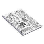 白黒の猫の手描きアーモダント ノートブック (右側)