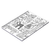 白黒の猫の手描きアーモダント ノートブック (左側)