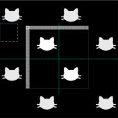 白黒の猫の柄 ファブリック (タイル)