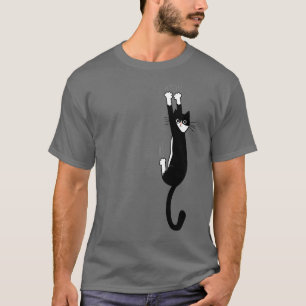 白黒の猫ぶら下がったのオン タキシーおもしろいド猫 Tシャツ