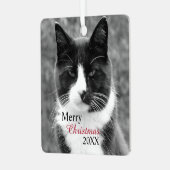 白黒の猫をカスタマイズ メタルオーナメント (正面左)