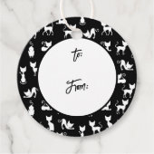 白黒の猫シルエット フェイバータグ (正面)