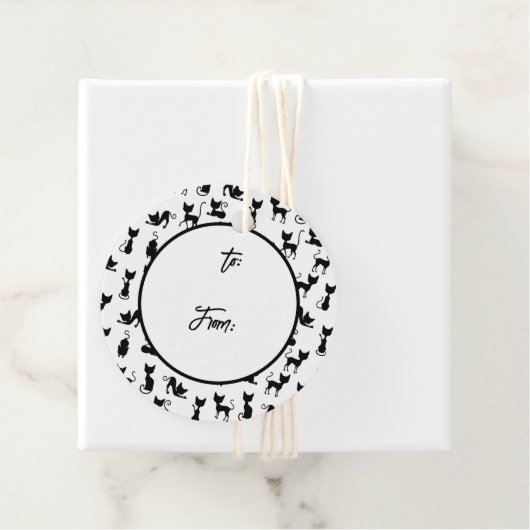 白黒の猫シルエット フェイバータグ (インサイチュ)