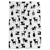 白黒の猫シルエット ミディアムペーパーバッグ (裏面)