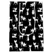 白黒の猫シルエット ミディアムペーパーバッグ (裏面)